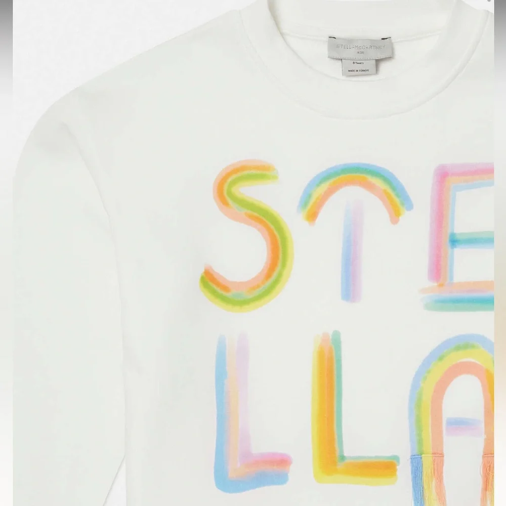 Baby Girl Stella McCartney Rainbow Logo Sweatshirt Hoodie White Toddler 2T Kids - Picture 2 of 7